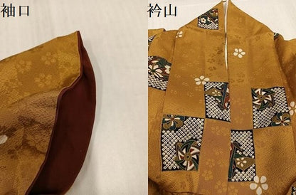 平和屋着物●上質な小紋　色紙兎花鞠文　金彩　ロング丈　正絹　逸品　AABJ3007ph