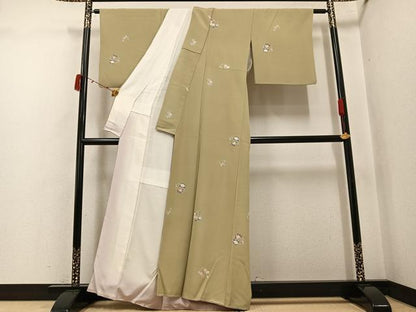 平和屋着物●上質な小紋　友禅　草花文　正絹　逸品　AABJ3008ph