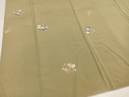 平和屋着物●上質な小紋　友禅　草花文　正絹　逸品　AABJ3008ph
