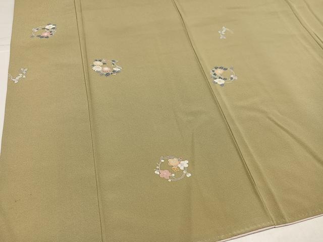 平和屋着物●上質な小紋　友禅　草花文　正絹　逸品　AABJ3008ph