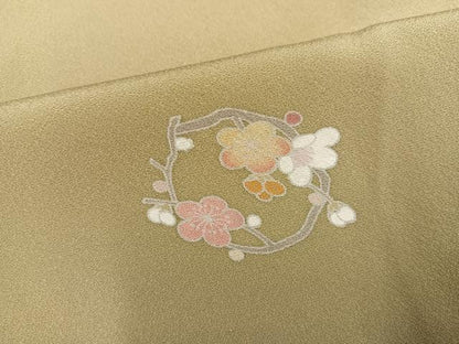 平和屋着物●上質な小紋　友禅　草花文　正絹　逸品　AABJ3008ph