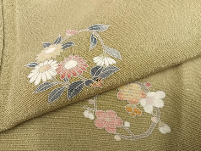 平和屋着物●上質な小紋　友禅　草花文　正絹　逸品　AABJ3008ph