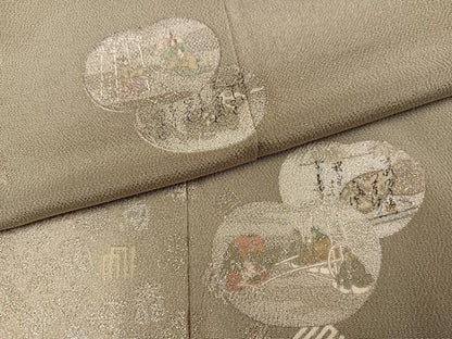 平和屋着物●松尾光琳　色留袖　人物文　暈し染め　銀彩　鬼しぼ縮緬　正絹　逸品　AABJ3011ph