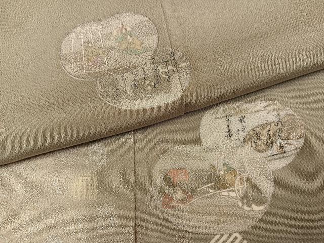 平和屋着物●松尾光琳　色留袖　人物文　暈し染め　銀彩　鬼しぼ縮緬　正絹　逸品　AABJ3011ph
