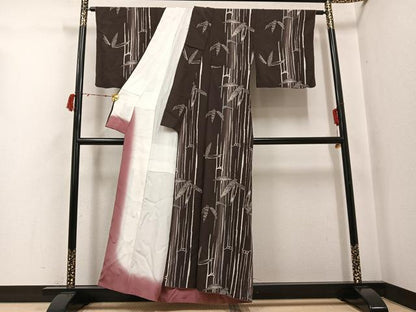 平和屋着物●上質な小紋　笹竹文　暈し染め　正絹　逸品　AABJ3013ph