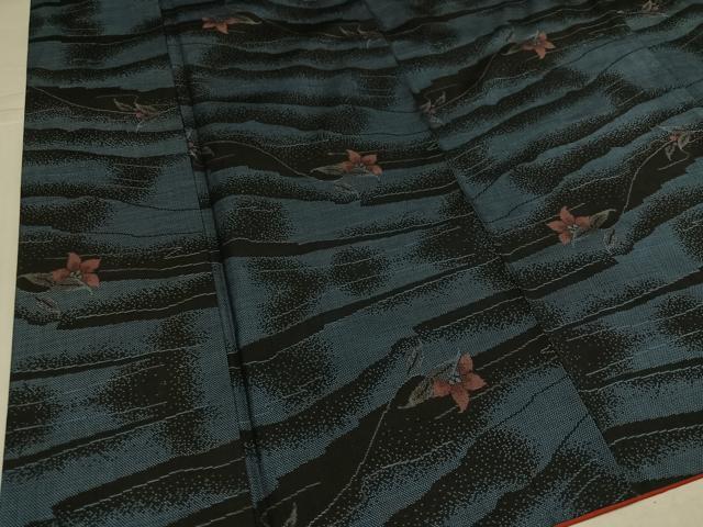 平和屋着物○本場大島紬 カタス9マルキ 草花文 正絹 逸品 AABJ3014ph