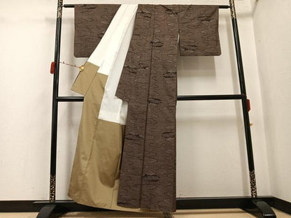平和屋着物●本場大島紬　カタス7マルキ　エ霞雲重ね文　正絹　逸品　AABJ3015ph