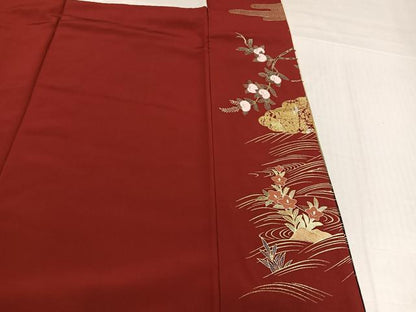 平和屋着物●豪華振袖　御所車花文　暈し染め　金銀彩　ロング丈　正絹　逸品　AABJ3016ph