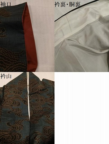 平和屋着物●本場大島紬　一元7マルキ　立波文　正絹　逸品　AABJ3018ph