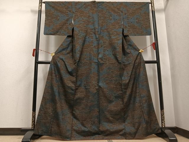 平和屋着物●本場大島紬　一元7マルキ　立波文　正絹　逸品　AABJ3018ph