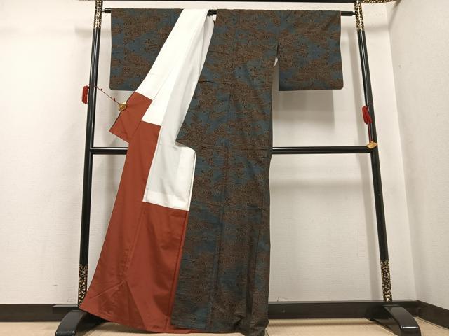平和屋着物●本場大島紬　一元7マルキ　立波文　正絹　逸品　AABJ3018ph