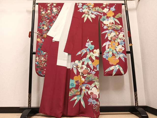 平和屋着物●豪華振袖　友禅　草花文　正絹　逸品　AABJ3020ph