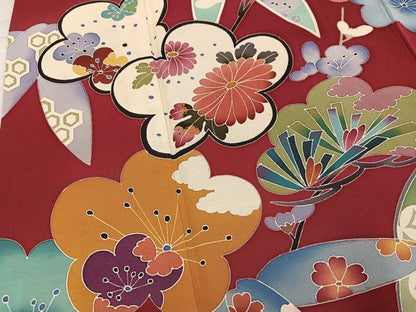 平和屋着物●豪華振袖　友禅　草花文　正絹　逸品　AABJ3020ph