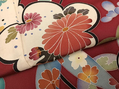 平和屋着物●豪華振袖　友禅　草花文　正絹　逸品　AABJ3020ph