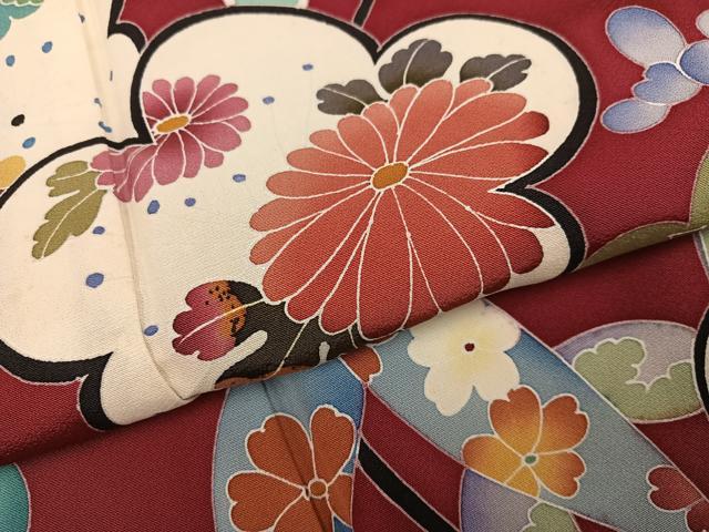 平和屋着物●豪華振袖　友禅　草花文　正絹　逸品　AABJ3020ph