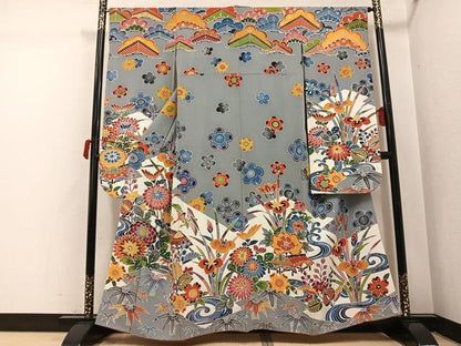 平和屋着物●豪華振袖　紅型　花鳥文　やまと誂製　正絹　逸品　AABJ3022ph