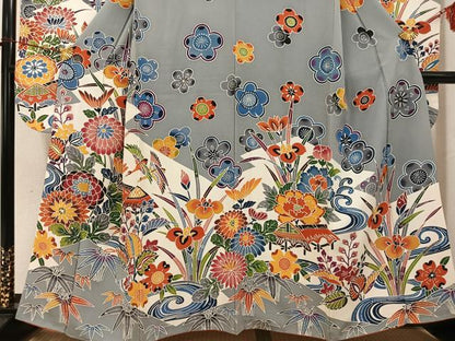 平和屋着物●豪華振袖　紅型　花鳥文　やまと誂製　正絹　逸品　AABJ3022ph