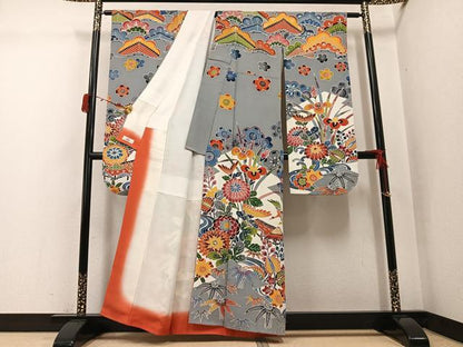 平和屋着物●豪華振袖　紅型　花鳥文　やまと誂製　正絹　逸品　AABJ3022ph