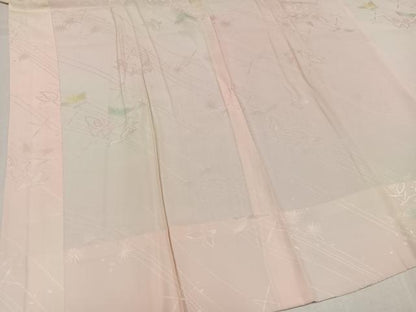 平和屋着物●振袖用長襦袢　無双仕立て　舞蝶地紋　暈し染め　正絹　逸品　AABJ3023ph