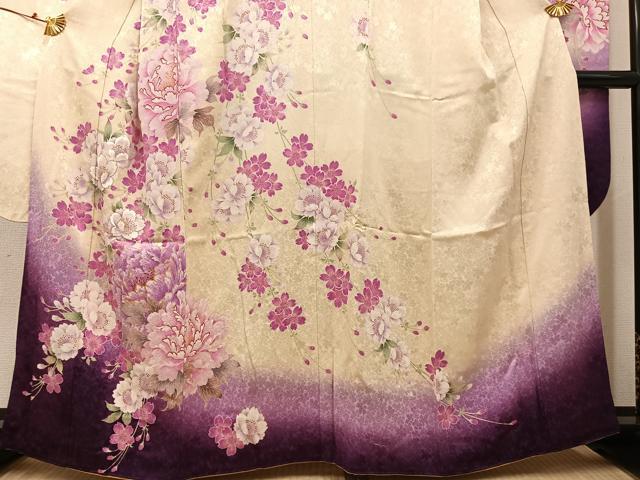 平和屋着物●豪華振袖　刺繍　花尽くし　暈し染め　金糸　正絹　逸品　AABJ3024ph