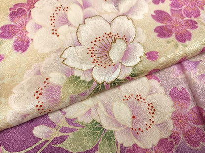 平和屋着物●豪華振袖　刺繍　花尽くし　暈し染め　金糸　正絹　逸品　AABJ3024ph