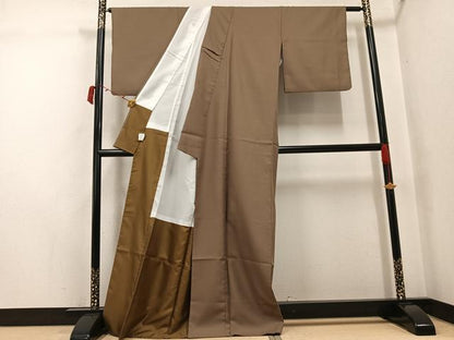 平和屋着物●色無地　朽葉色　洗える着物　AABJ3030ph