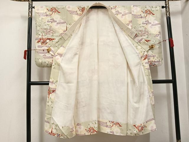 平和屋着物●長襦袢　袷　折り鶴花文　正絹　逸品　AABJ3033ph