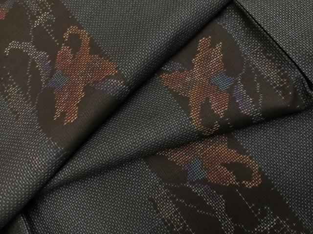 平和屋着物●本場大島紬　カタス7マルキ　草花文　正絹　逸品　AABJ3035ph