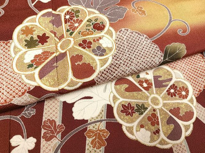 平和屋着物●藤あや子　訪問着　駒刺繍　花唐草文　暈し染め　金彩　鬼しぼ縮緬　銀座もとじ　正絹　逸品　AABJ3039ph