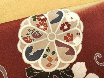 平和屋着物●藤あや子　訪問着　駒刺繍　花唐草文　暈し染め　金彩　鬼しぼ縮緬　銀座もとじ　正絹　逸品　AABJ3039ph