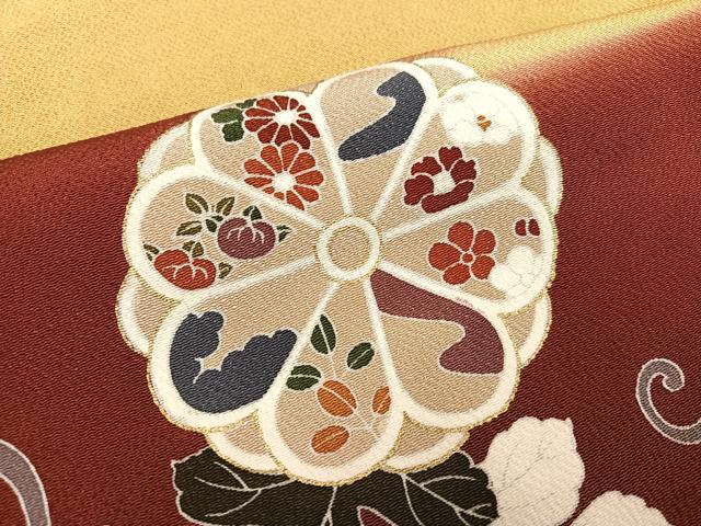 平和屋着物●藤あや子　訪問着　駒刺繍　花唐草文　暈し染め　金彩　鬼しぼ縮緬　銀座もとじ　正絹　逸品　AABJ3039ph