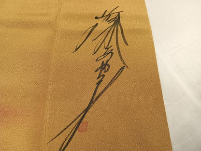 平和屋着物●藤あや子　訪問着　駒刺繍　花唐草文　暈し染め　金彩　鬼しぼ縮緬　銀座もとじ　正絹　逸品　AABJ3039ph