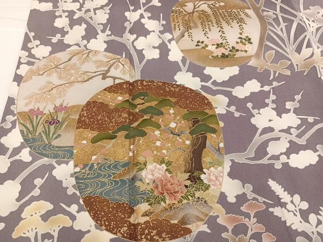 平和屋着物●藤あや子　訪問着　駒刺繍　松竹梅群れ鶴文　金彩　正絹　逸品　AABJ3041ph
