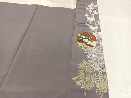 平和屋着物●藤あや子　訪問着　駒刺繍　松竹梅群れ鶴文　金彩　正絹　逸品　AABJ3041ph