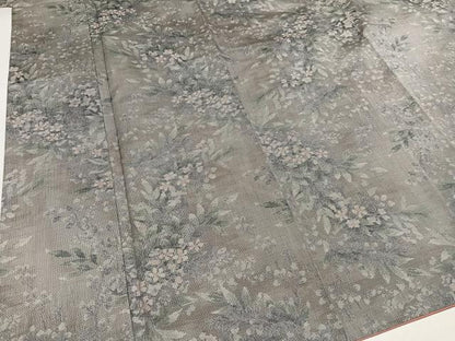 平和屋着物●都喜ヱ門　本場大島紬　白大島　総絣　草花文　藤絹織物謹製　正絹　逸品　AABJ3045ph