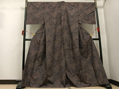 平和屋着物●上質な紬　亀甲花文　正絹　逸品　AABJ3046ph