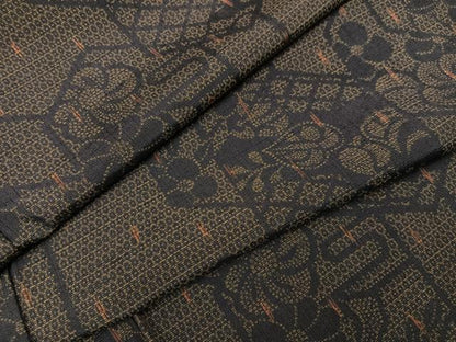 平和屋着物●上質な紬　亀甲花文　正絹　逸品　AABJ3046ph