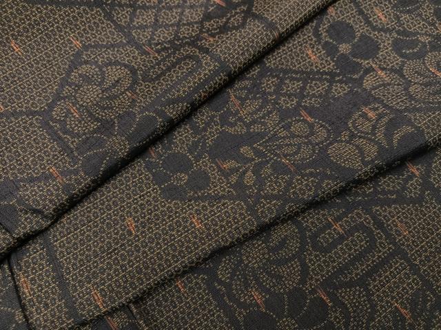 平和屋着物●上質な紬　亀甲花文　正絹　逸品　AABJ3046ph