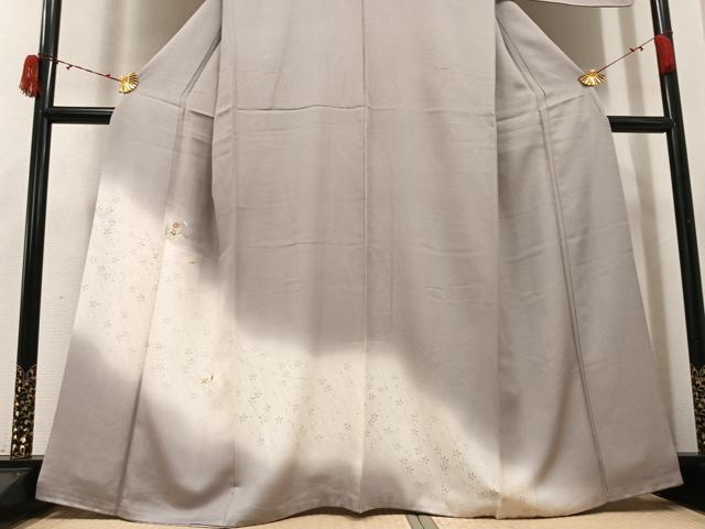 平和屋着物●訪問着　刺繍　草花文　暈し染め　金彩　正絹　逸品　AABJ3049ph