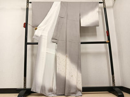 平和屋着物●訪問着　刺繍　草花文　暈し染め　金彩　正絹　逸品　AABJ3049ph