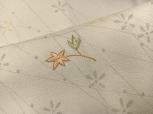 平和屋着物●訪問着　刺繍　草花文　暈し染め　金彩　正絹　逸品　AABJ3049ph