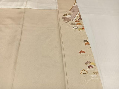 平和屋着物●訪問着　駒刺繍　花唐草文　金彩　正絹　逸品　未使用　AABJ3050ph