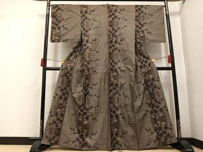 平和屋着物●本場大島紬　カタス9マルキ　草木文　正絹　逸品　未使用　AABJ3053ph