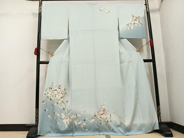 平和屋着物●訪問着　友禅　雪輪枝花文　暈し染め　正絹　逸品　AABJ3054ph