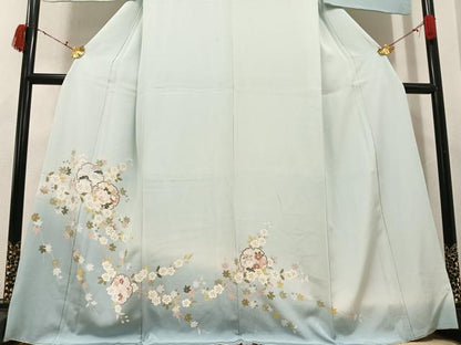 平和屋着物●訪問着　友禅　雪輪枝花文　暈し染め　正絹　逸品　AABJ3054ph