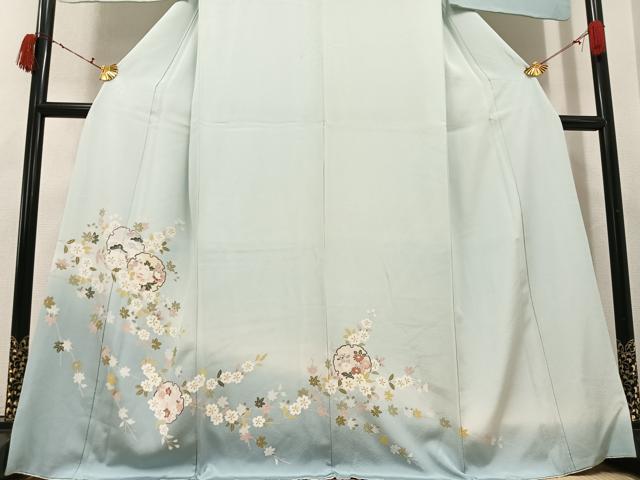 平和屋着物●訪問着　友禅　雪輪枝花文　暈し染め　正絹　逸品　AABJ3054ph