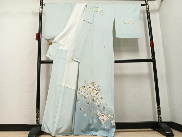 平和屋着物●訪問着　友禅　雪輪枝花文　暈し染め　正絹　逸品　AABJ3054ph