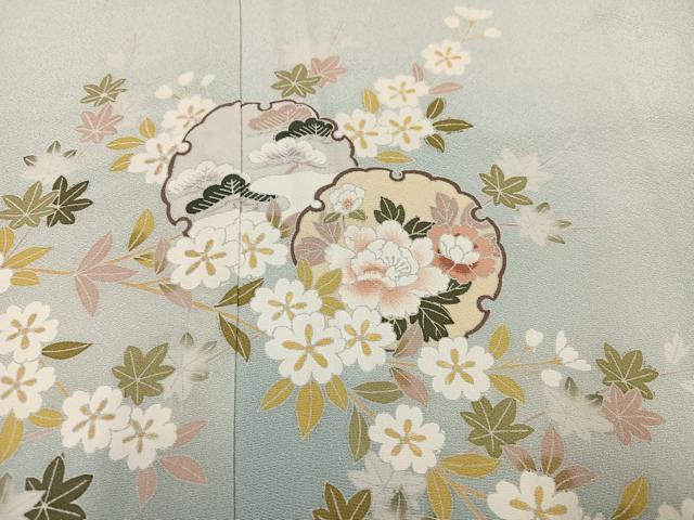 平和屋着物●訪問着　友禅　雪輪枝花文　暈し染め　正絹　逸品　AABJ3054ph
