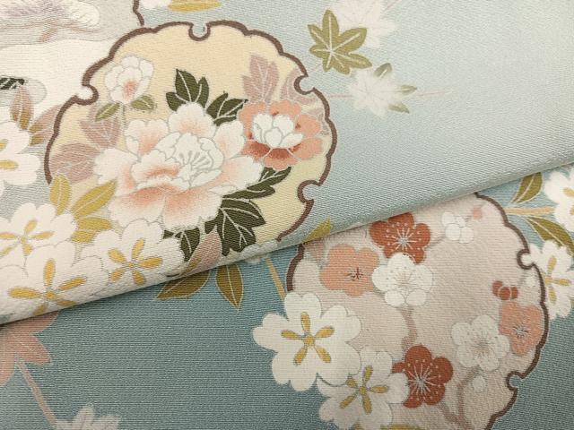 平和屋着物●訪問着　友禅　雪輪枝花文　暈し染め　正絹　逸品　AABJ3054ph