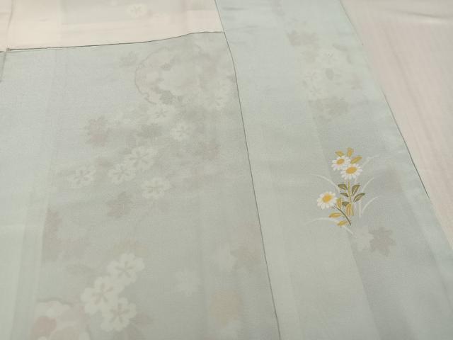 平和屋着物●訪問着　友禅　雪輪枝花文　暈し染め　正絹　逸品　AABJ3054ph